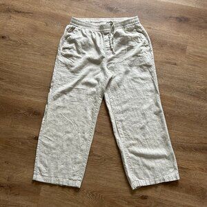 Old Navy Linen Blend Wide Leg Pants Womens Size Medium Beige Relaxed Boho